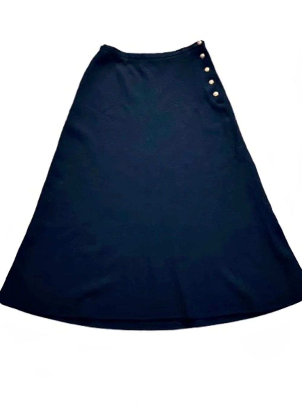 Wool 10P RALPH LAUREN A-Line Skirt in Navy Blue Petite Designer Polo Fall Winter - Picture 2 of 13